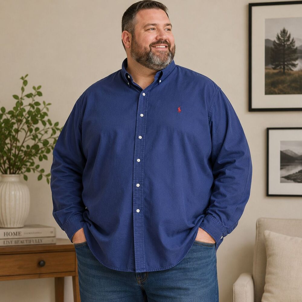 Ralph Lauren Shirt Mens 4XB Blue Classic Fit Long Sleeve Big & Tall